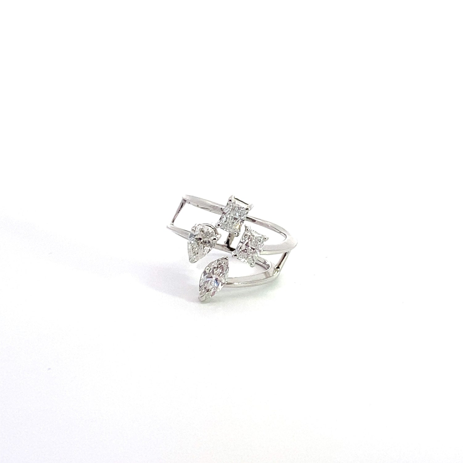 14K White Gold Marquise Pear Radiant Cut 2.30 cttw Lab Grown Diamond Fancy Ring