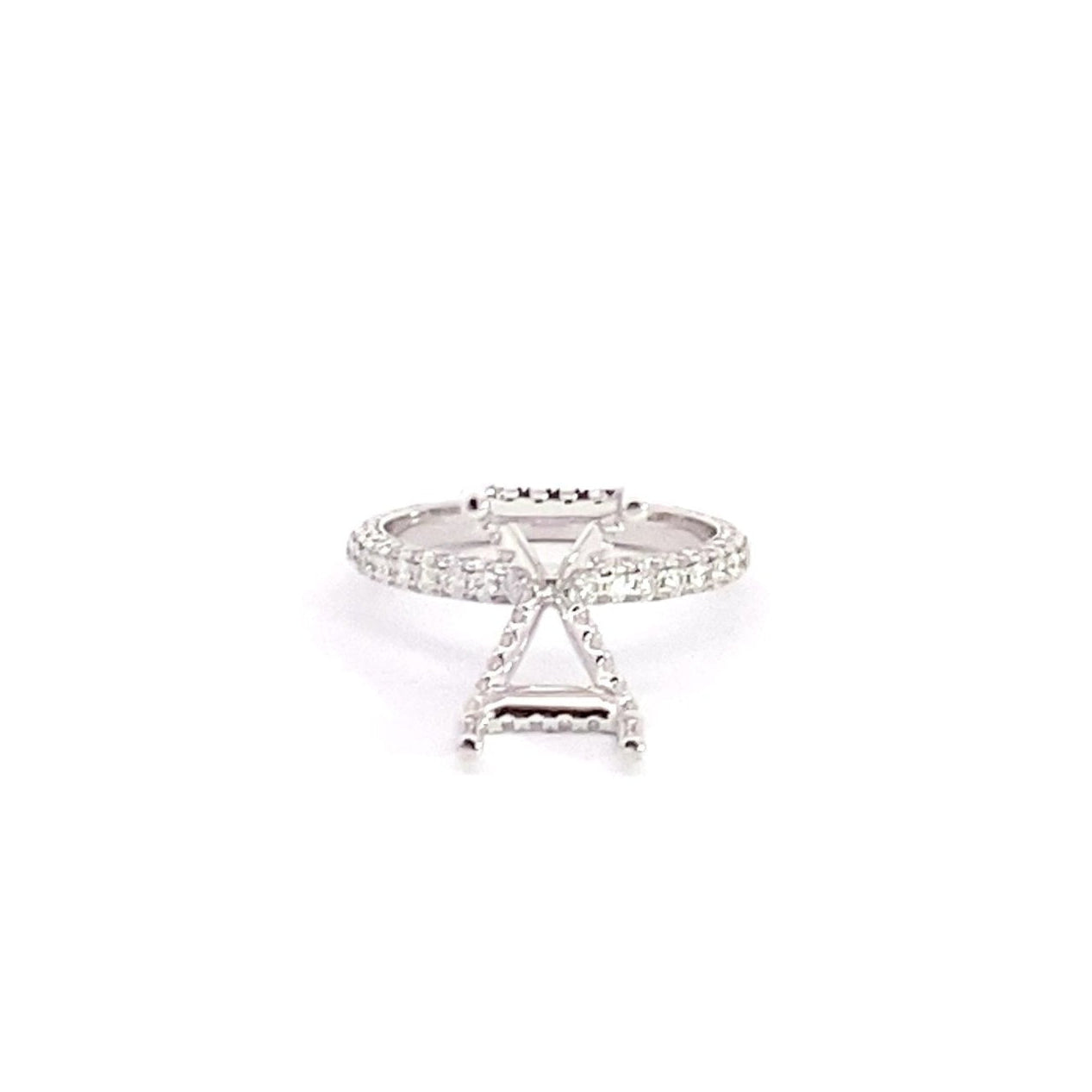 14K White Gold 3/4 Round Brilliant Cut Lab Grown Diamond Pavé Semi Mounting With Hidden Halo 0.93 Cttw (For 5 Ct Emerald or Radiant Center Stone)