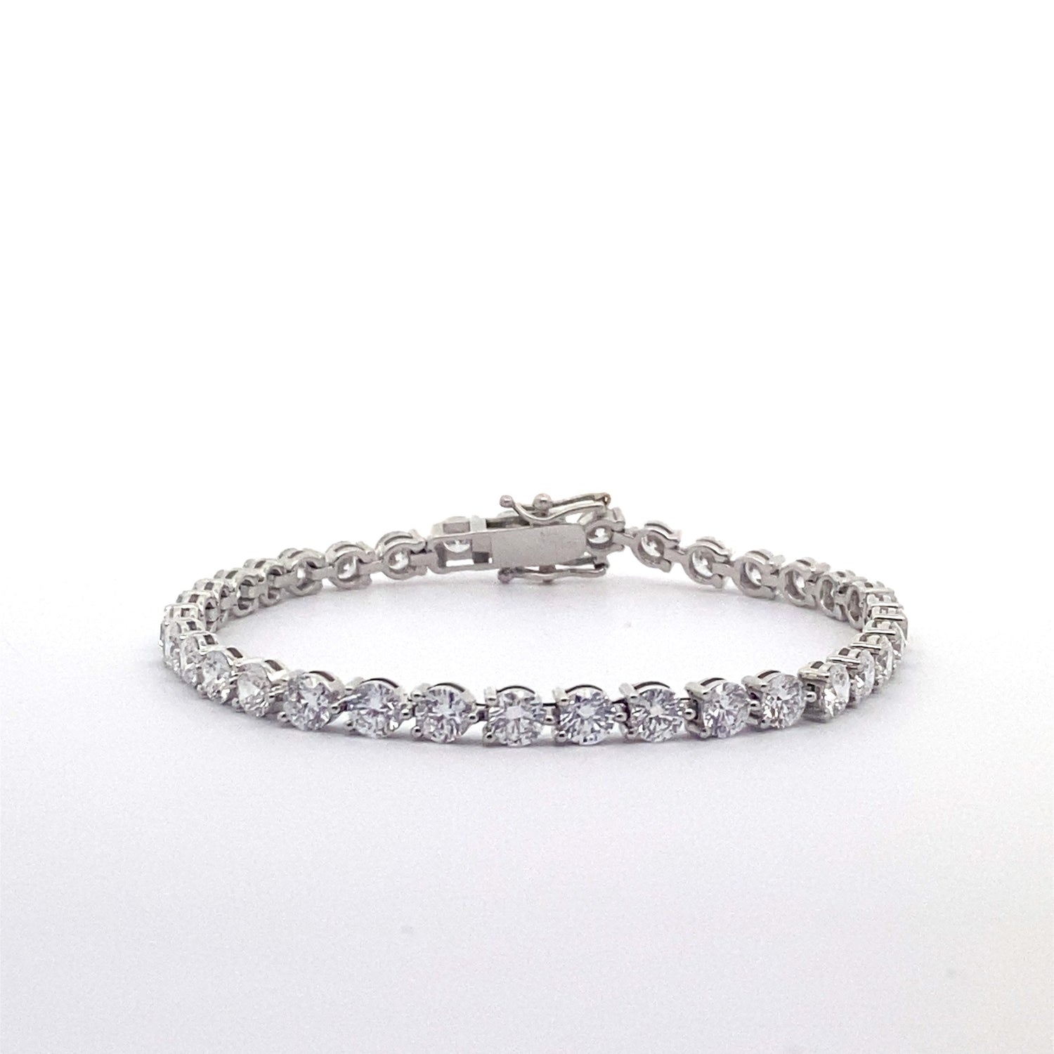 14K White Gold 9.10 cttw Round Brilliant Cut Lab Grown Diamond Tennis Bracelet