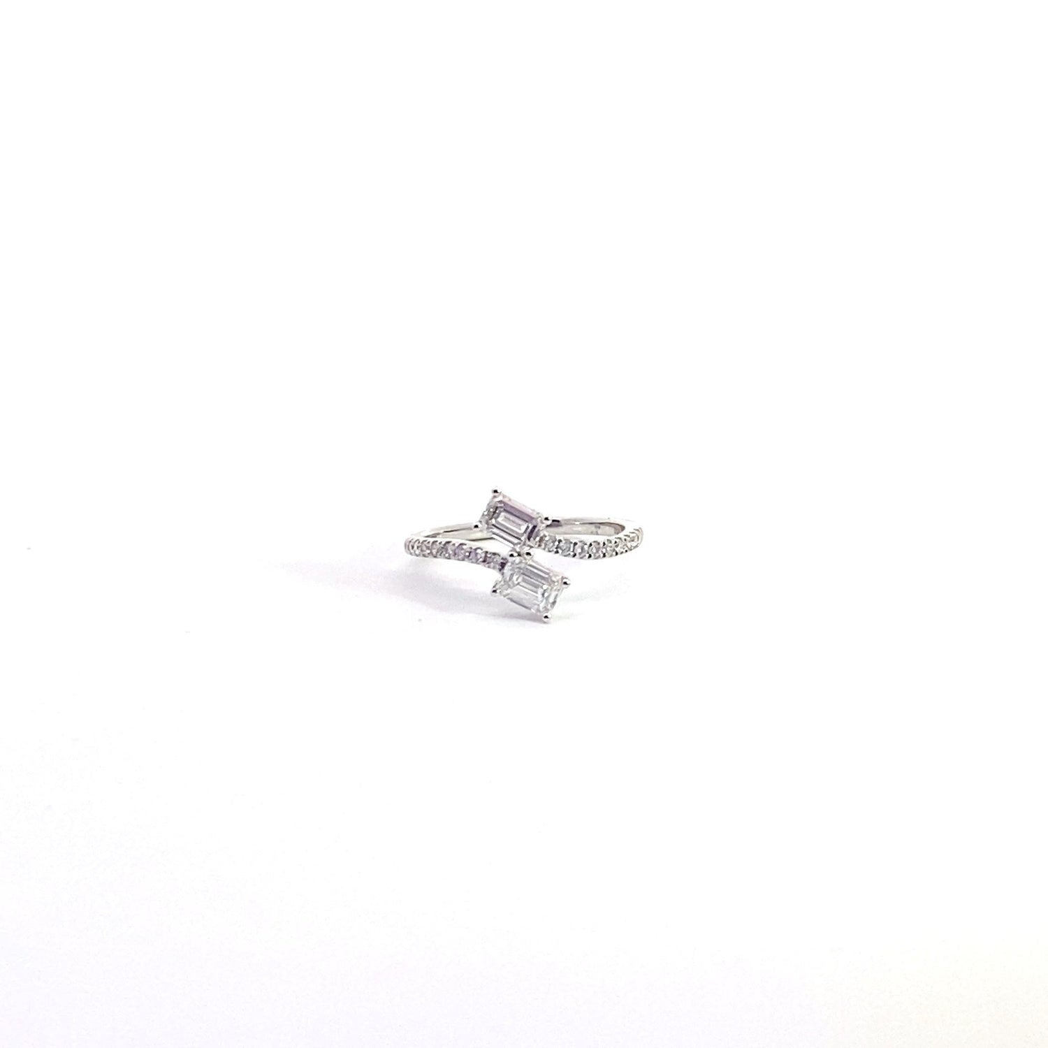 14K White Gold Emerald Cut 2-Stone 1.00 cttw Lab Grown Diamond Fancy Ring