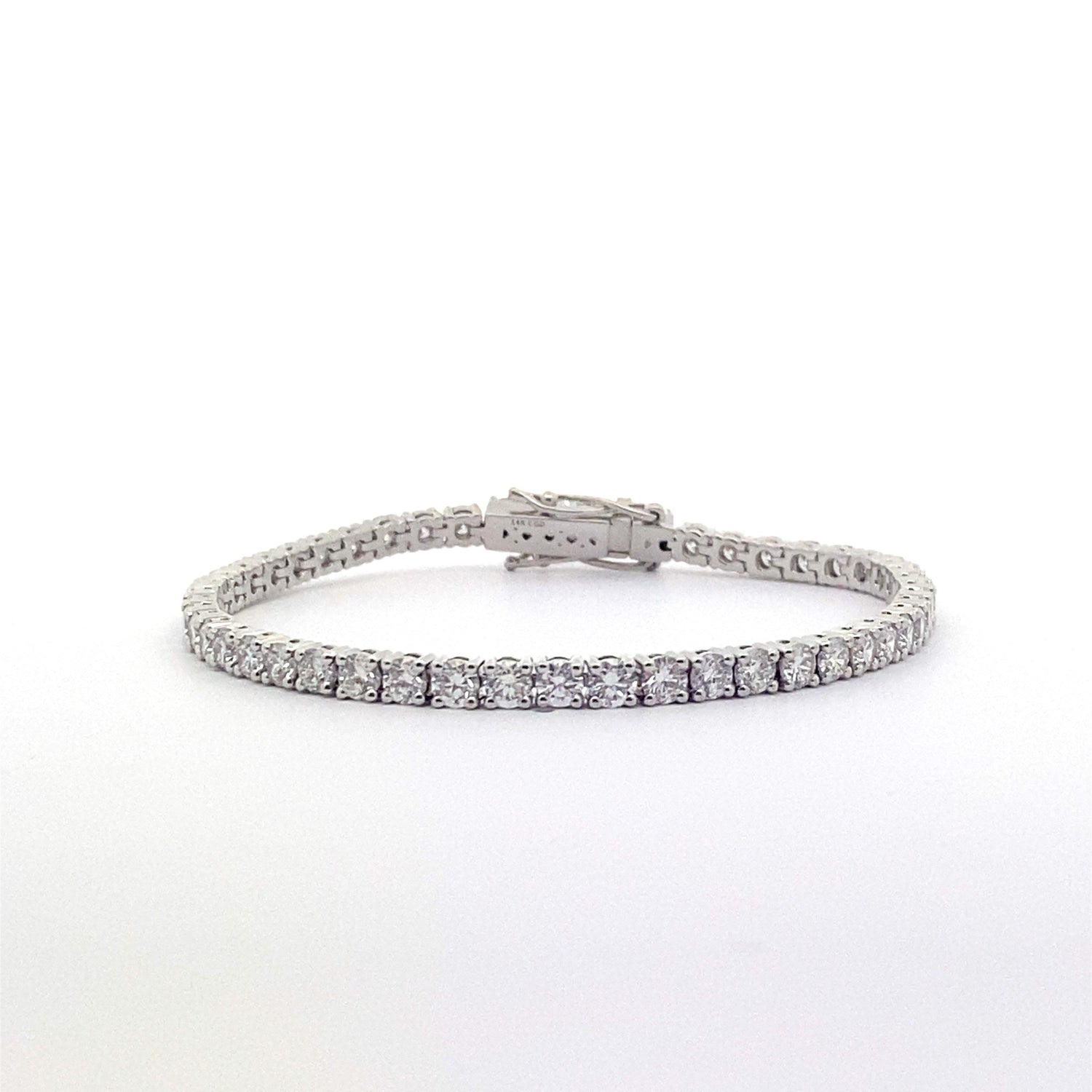 14K White Gold 7.10 cttw Round Brilliant Cut Lab Grown Diamond Tennis Bracelet