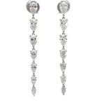 Pendientes colgantes de diamantes cultivados en laboratorio en forma de pera de oro blanco de 14 quilates