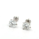 14K White Gold Round Brilliant Cut Lab Grown Diamond Stud Earrings 3.09CTTW F VS1