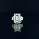 18K White Gold 3 Stone 14.56 cttw Emerald Cut Lab Grown Diamond Engagement Ring