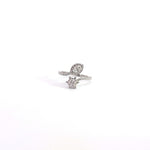 Anillo de oro blanco de 14 quilates con diamantes cultivados en laboratorio en forma de marquesa y estrella