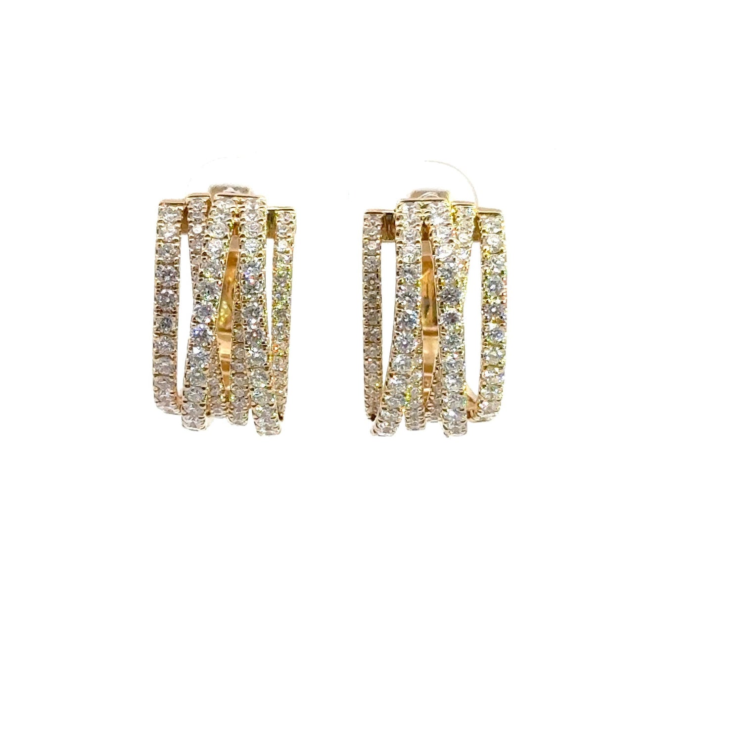14K Yellow Gold 2.66 ctw Round Brilliant Cut Lab Grown Diamond Crossover Hoop Earrings