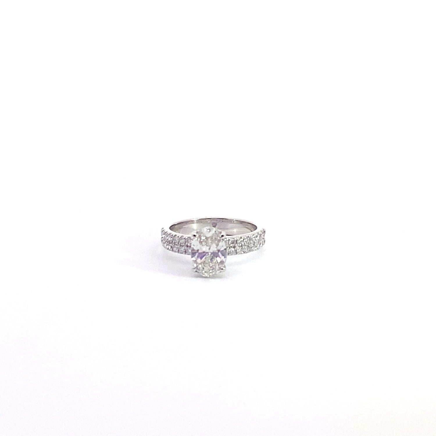 14K White Gold 2.25 cttw Oval Shape Lab Grown Diamond Engagement Ring