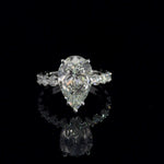 18K White Gold 8.60 cttw Pear Shape Lab Grown Diamond Engagement Ring