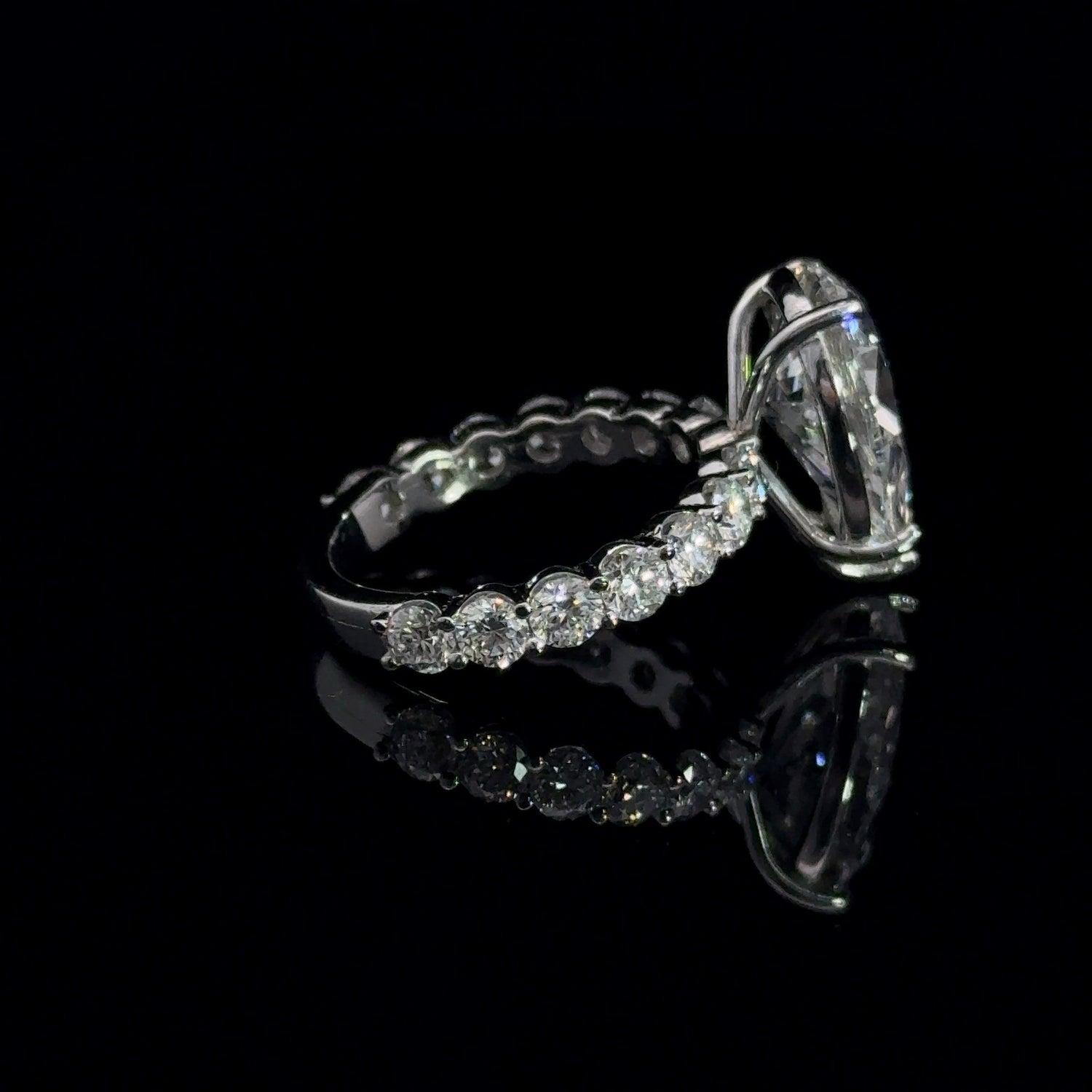 18K White Gold 8.60 cttw Pear Shape Lab Grown Diamond Engagement Ring