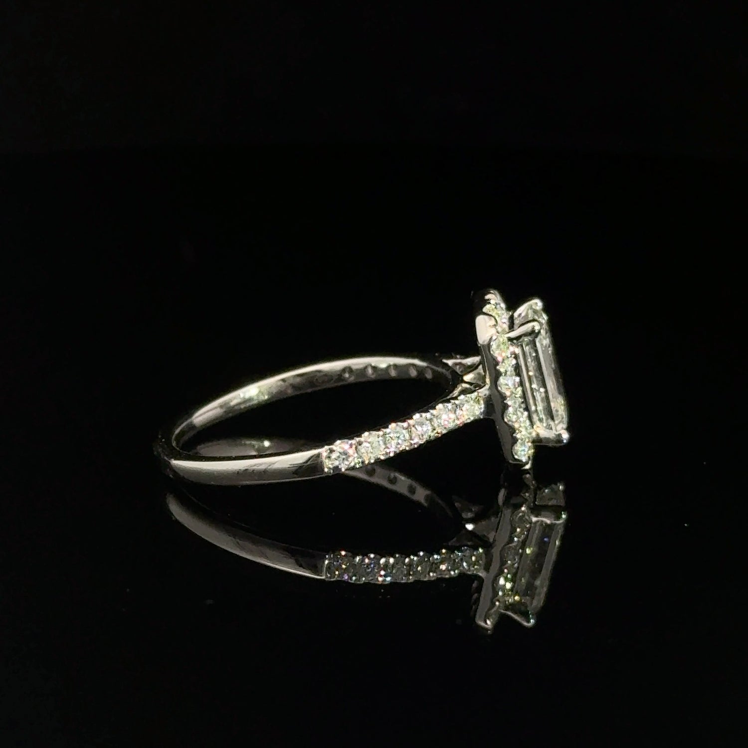 14K White Gold Emerald Cut Lab Grown Diamond Engagement Ring 2.00cttw F-G VS1-VS2