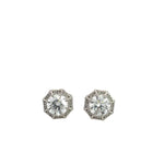 14K White Gold Halo Lab Grown Diamond Stud Earrings 2.29cttw E VS1