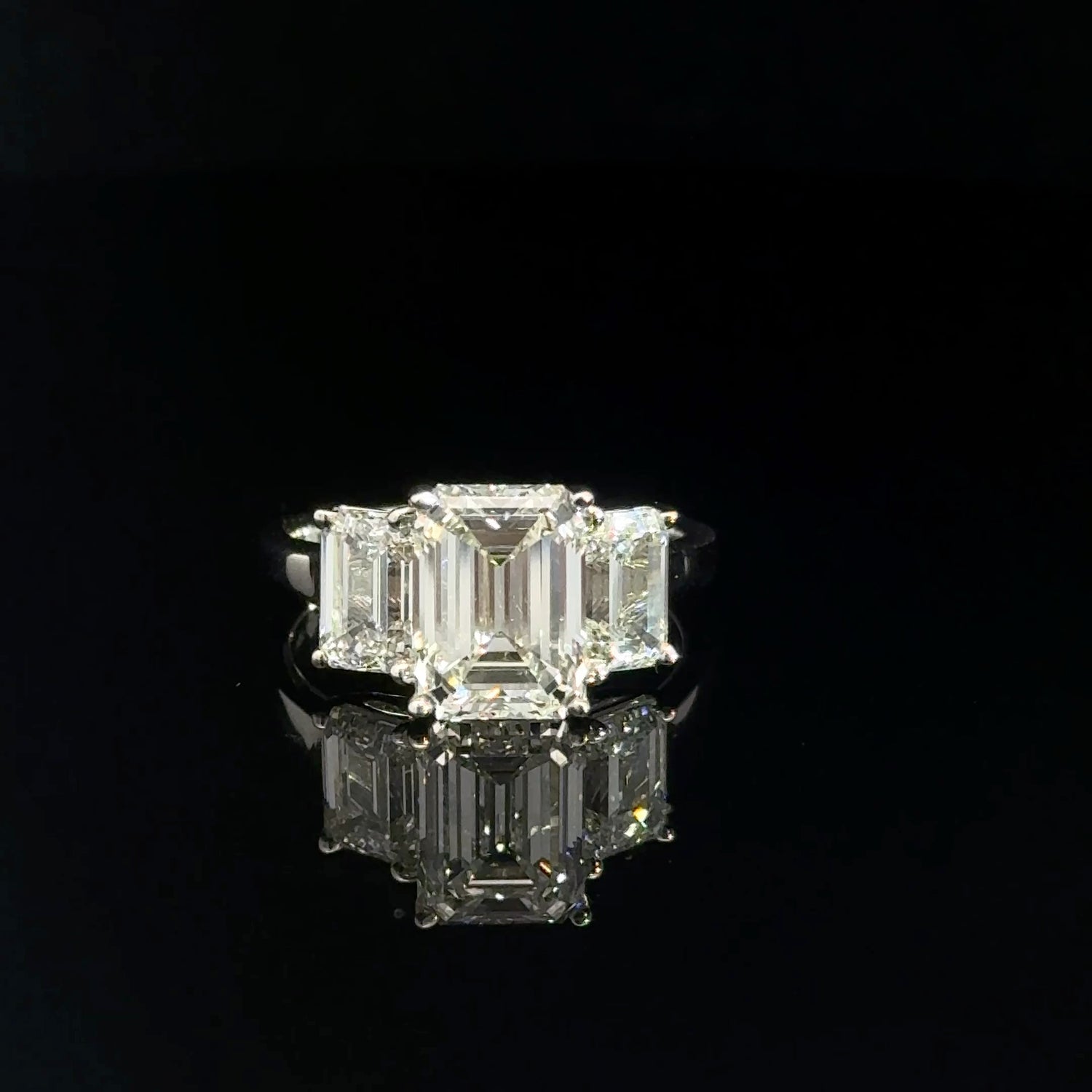 14K White Gold 3-Stone Emerald Cut Lab Grown Diamond Engagement Ring 5.17cttw