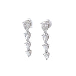 Pendientes colgantes de diamantes cultivados en laboratorio en forma de pera de oro blanco de 14 quilates