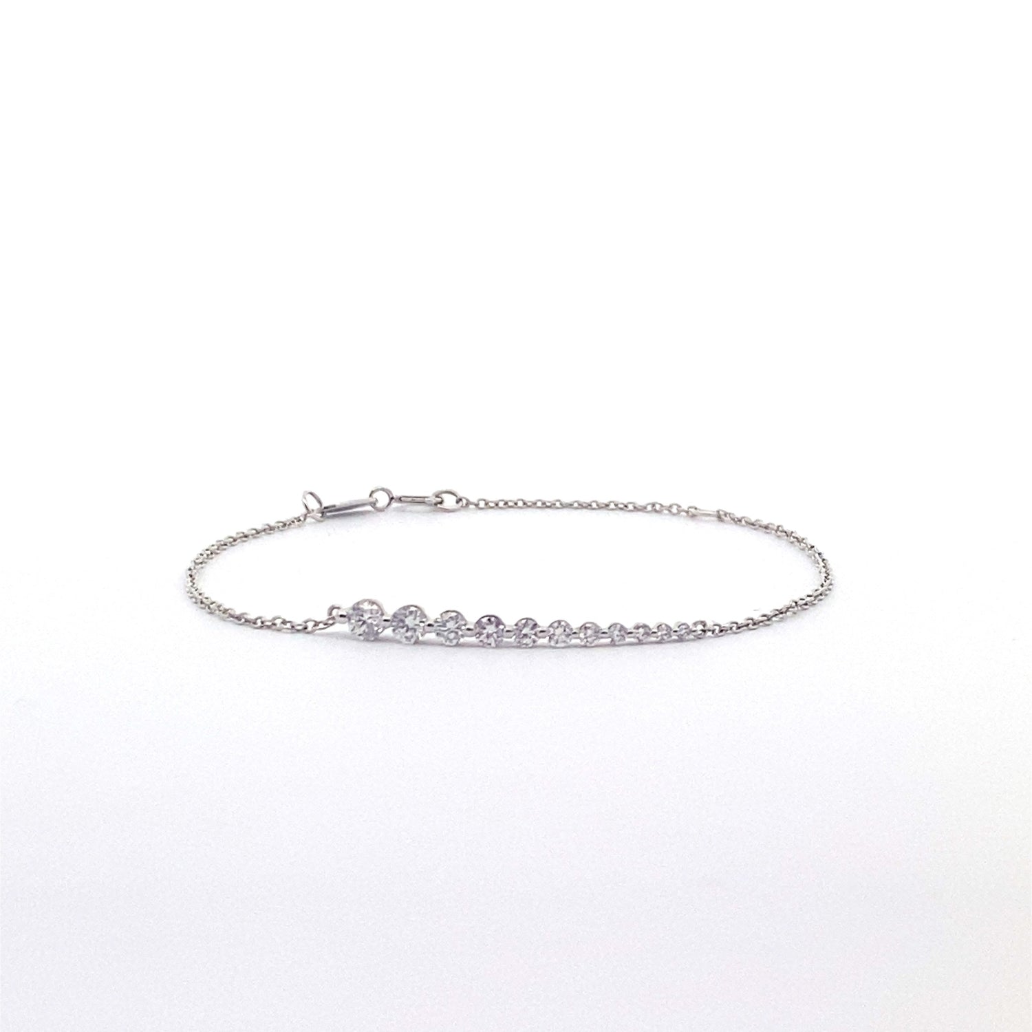 14K White Gold Graduated 0.50 cttw Round Brilliant Cut Lab Grown Diamond Bracelet