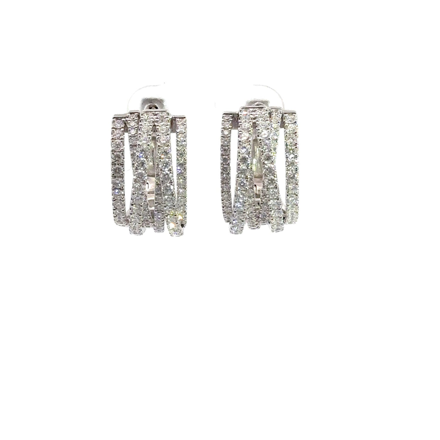 14K White Gold 2.69 ctw Round Brilliant Cut Lab Grown Diamond Crossover Hoop Earrings