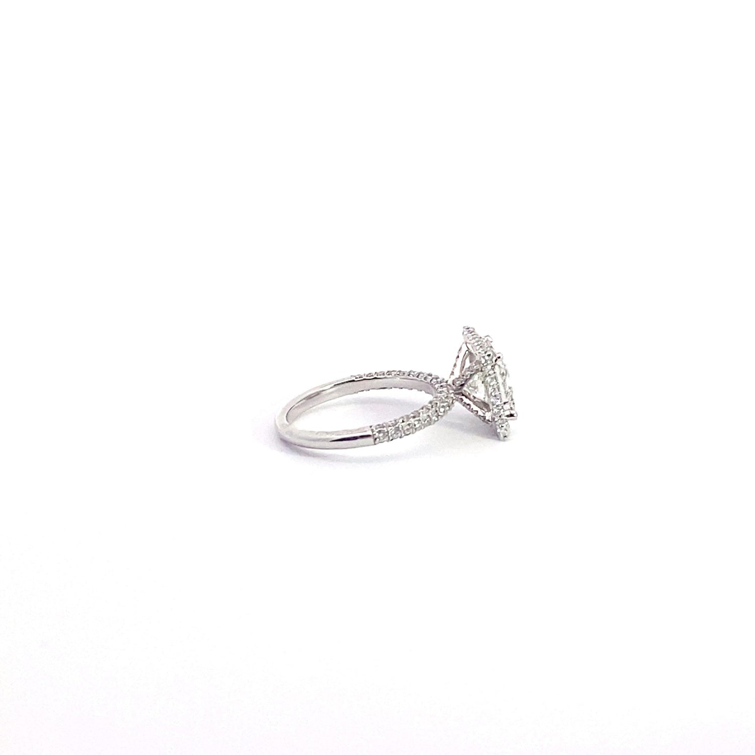 14k White Gold 3.68 cttw Princess Cut Lab Grown Diamond Halo Engagement Ring