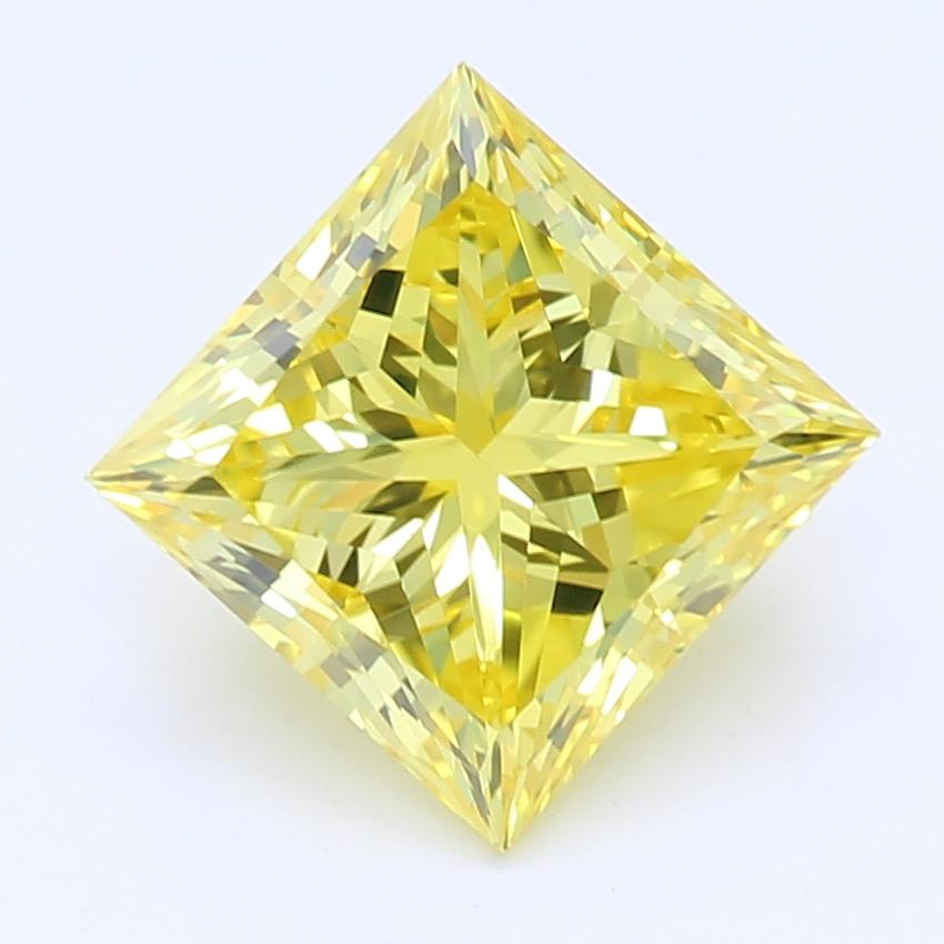 1.22 CT Fancy Vivid Yellow Princess Cut Lab Grown Diamond – VVS2 Clarity