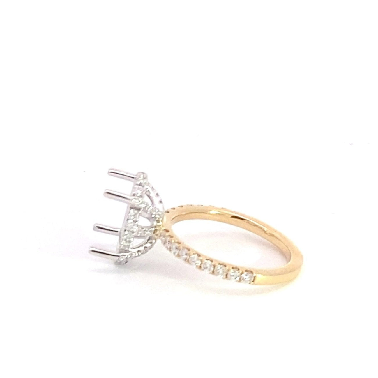 14K White Gold Halo Round Brilliant Cut Diamond Semi Mounting 0.73 Cttw