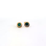 18K Yellow Gold Fancy Circular Malachite Earrings