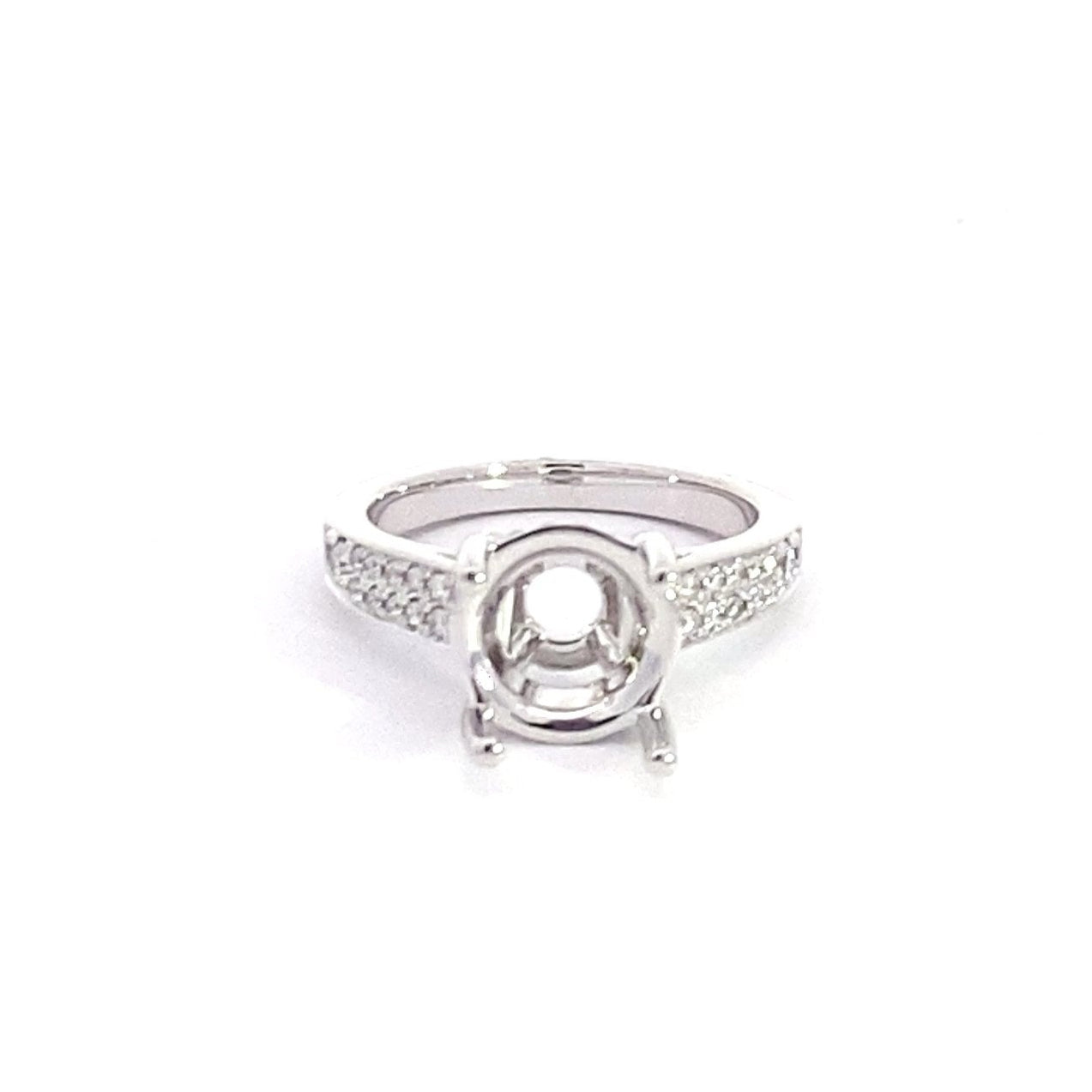 14K White Gold Round Brilliant Cut Diamond Semi Mounting 0.56 Cttw