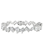 Pulsera de tenis de diamantes cultivados en laboratorio de múltiples formas en oro blanco de 14 quilates