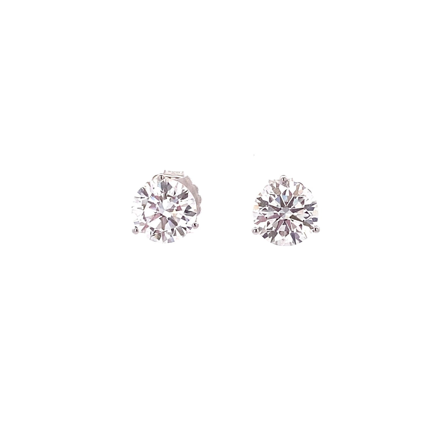 14K White Gold Round Brilliant Cut Lab Grown Diamond Stud Earrings 6.06cttw