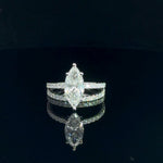 14K White Gold 3.10 cttw Marquise Cut Lab Grown Diamond Engagement Set