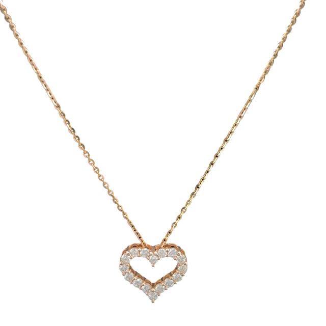 14K Rose Gold Heart Fashion Pendant Lab Grown Diamond 0.65 cttw E Color VS1 Clarity