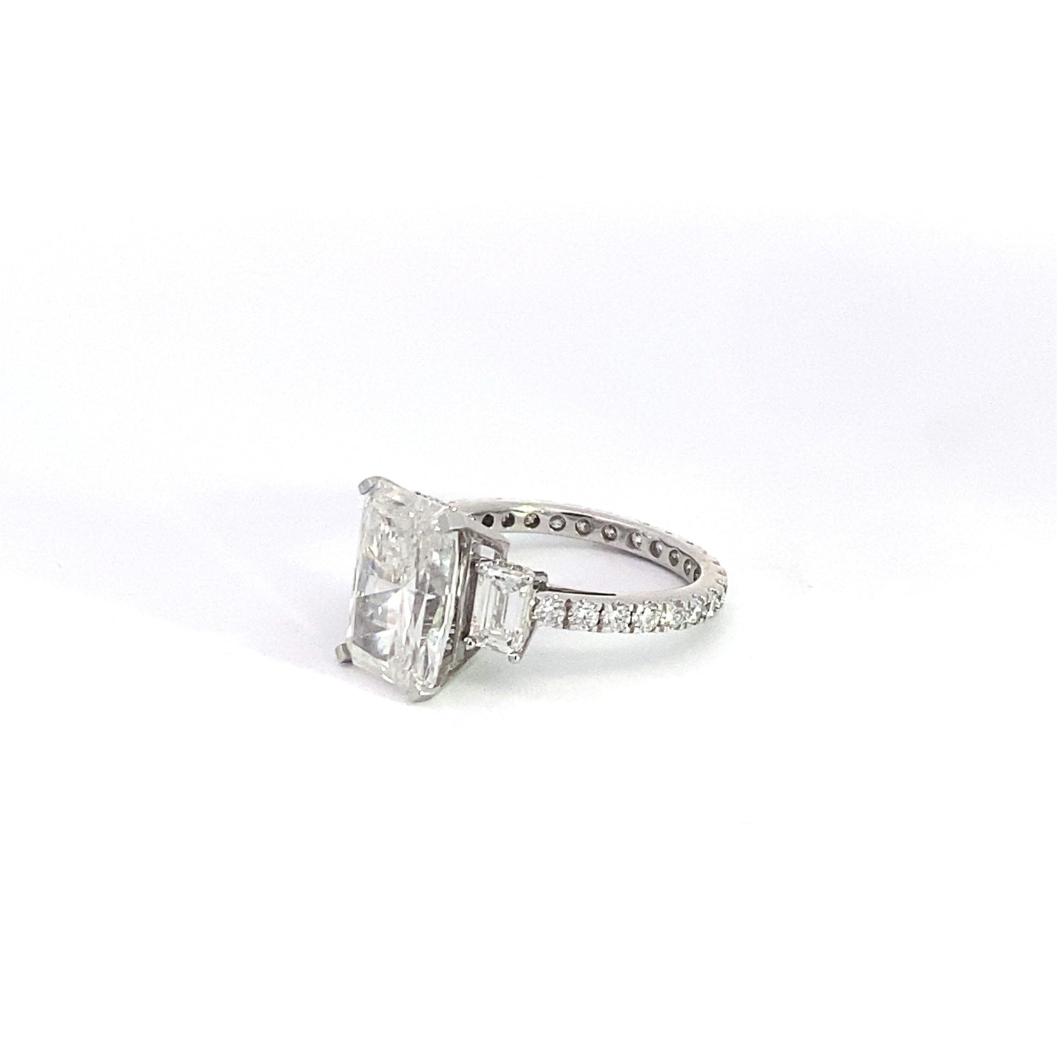 14K White Gold 3 Stone 6.89 cttw Lab Grown Diamond Vintage Engagement Ring