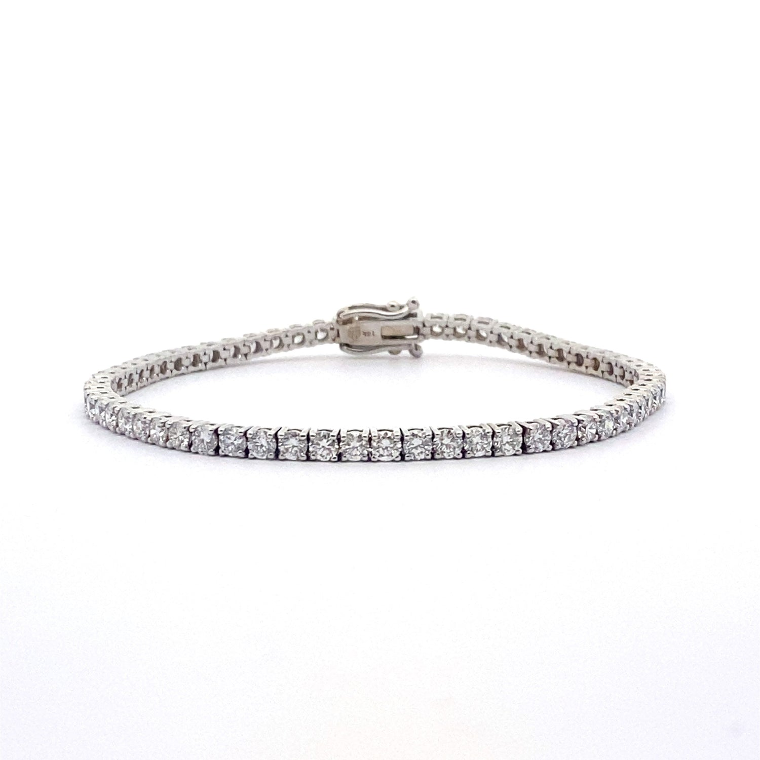 14K White Gold Round Brilliant Cut Lab Grown Diamond Tennis Bracelet 7.07cttw