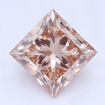 Diamante cultivado en laboratorio de talla princesa rosa y marrón elegante de 0,94 quilates, claridad SI1