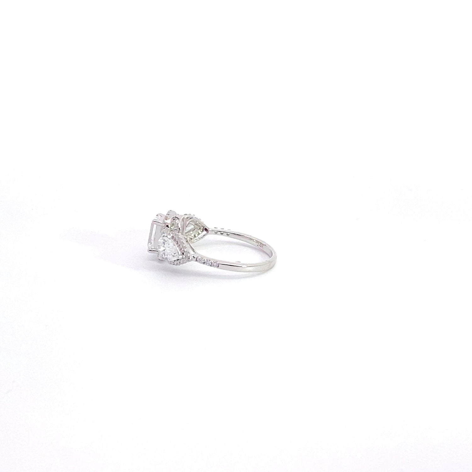 14K White Gold Emerald Cut and Pear Shape Lab Grown Diamond Ring 2.27cttw