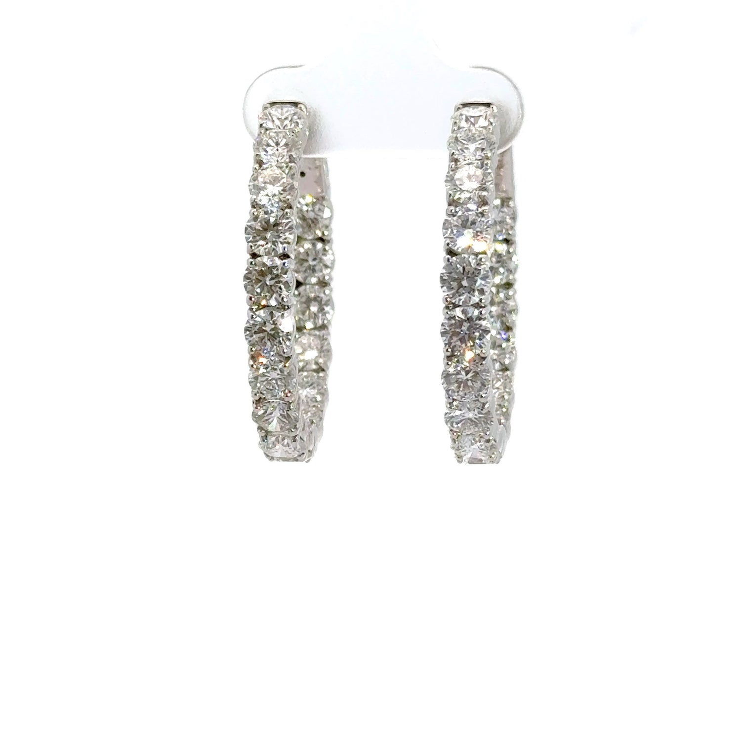 14K White Gold 6.08 ctw Round Brilliant Cut Lab Grown Diamond Hoop Earrings