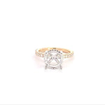 14K Yellow Gold Halo Round Brilliant Cut Diamond Semi Mounting 0.70 Cttw