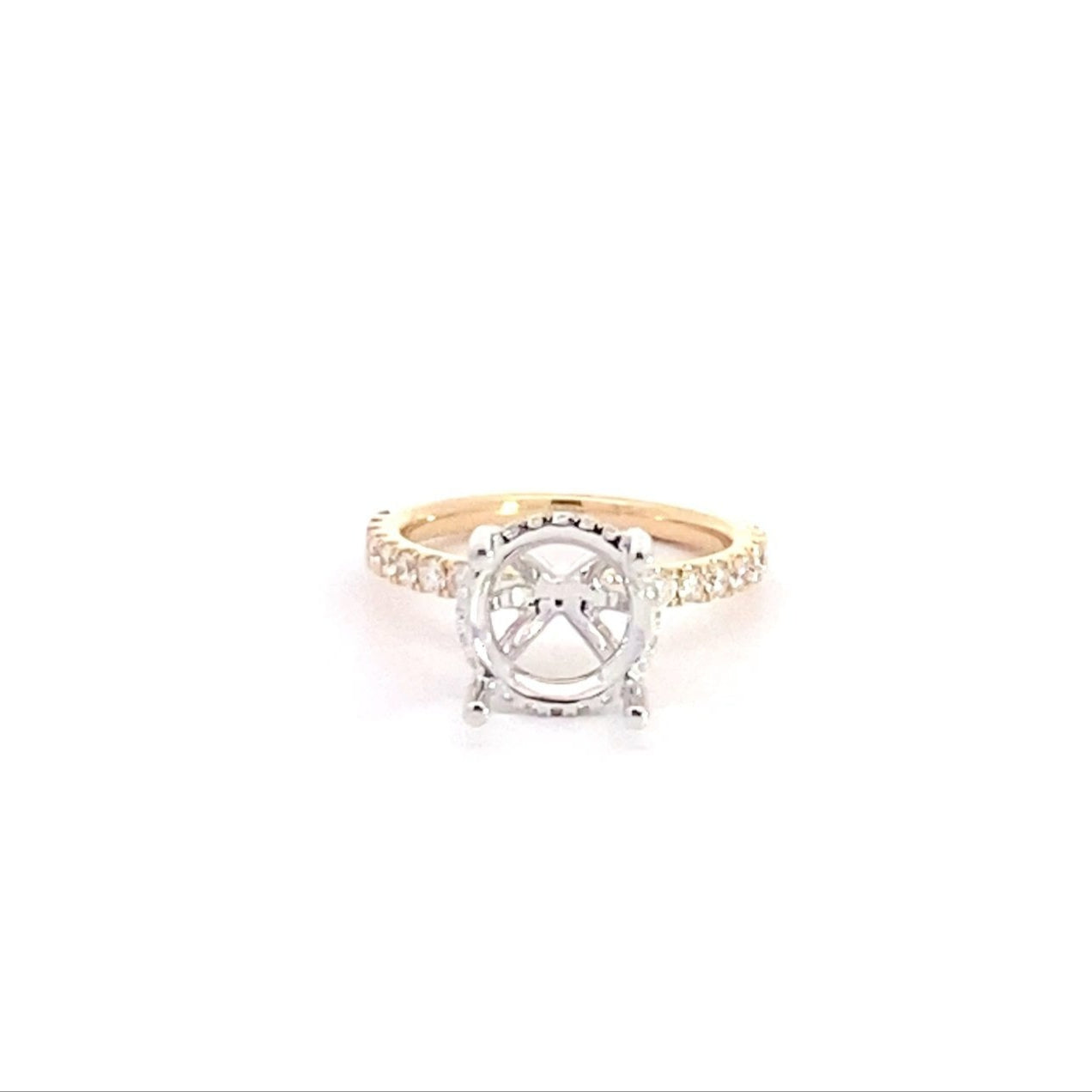 14K Yellow Gold Halo Round Brilliant Cut Diamond Semi Mounting 0.70 Cttw