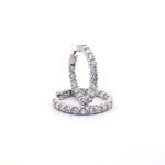 Aros de oro blanco de 14 quilates con diamantes cultivados en laboratorio de talla brillante redonda