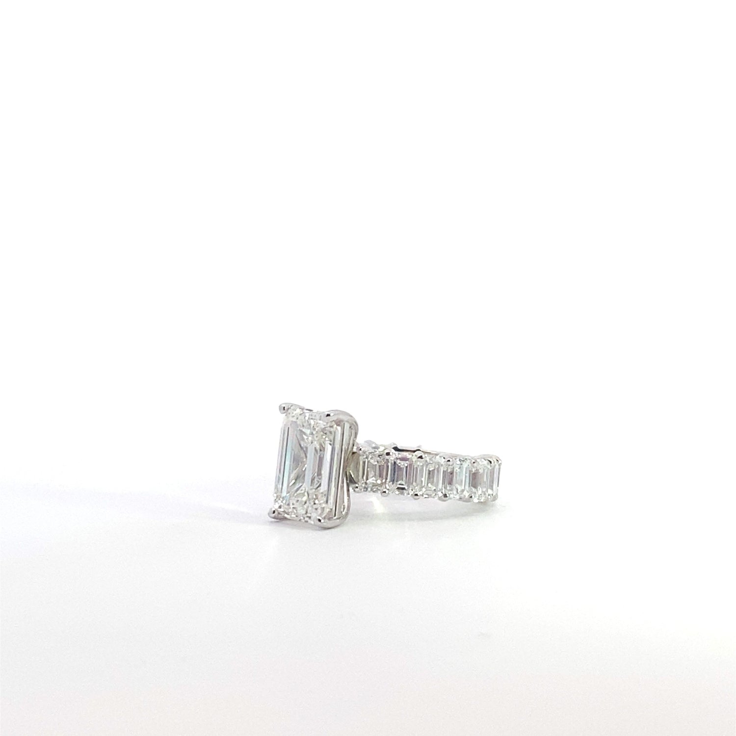 18K White Gold 9.41 cttw Emerald Cut Lab Grown Diamond Ring