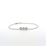 Pulsera de oro blanco de 14 quilates con 3 diamantes redondos cultivados en laboratorio de talla brillante