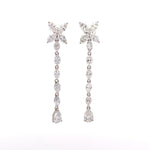 Pendientes colgantes de diamantes cultivados en laboratorio en oro blanco de 14 quilates con talla marquesa y pera