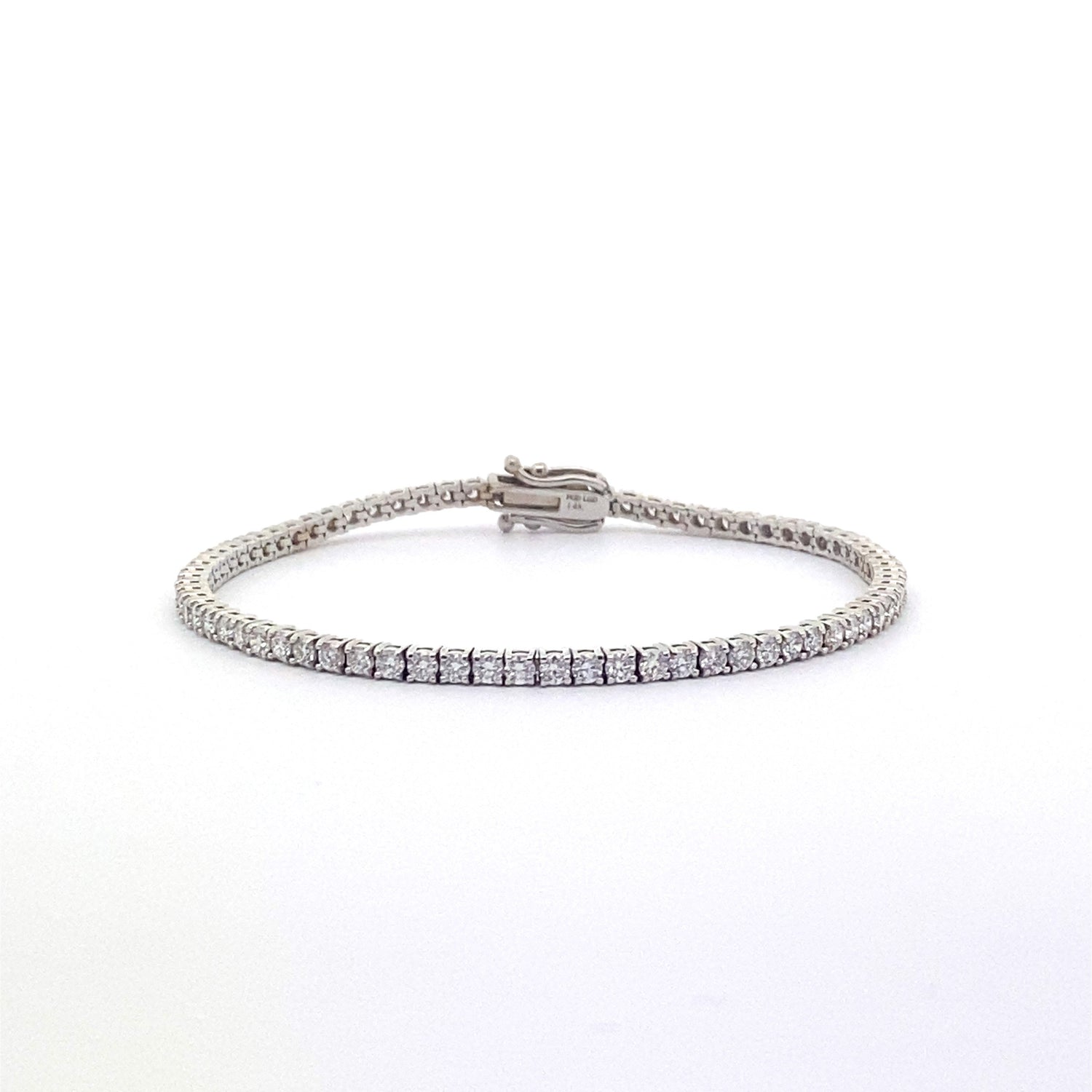 14K White Gold 3.00 cttw Round Brilliant Lab Grown Diamond Tennis Bracelet