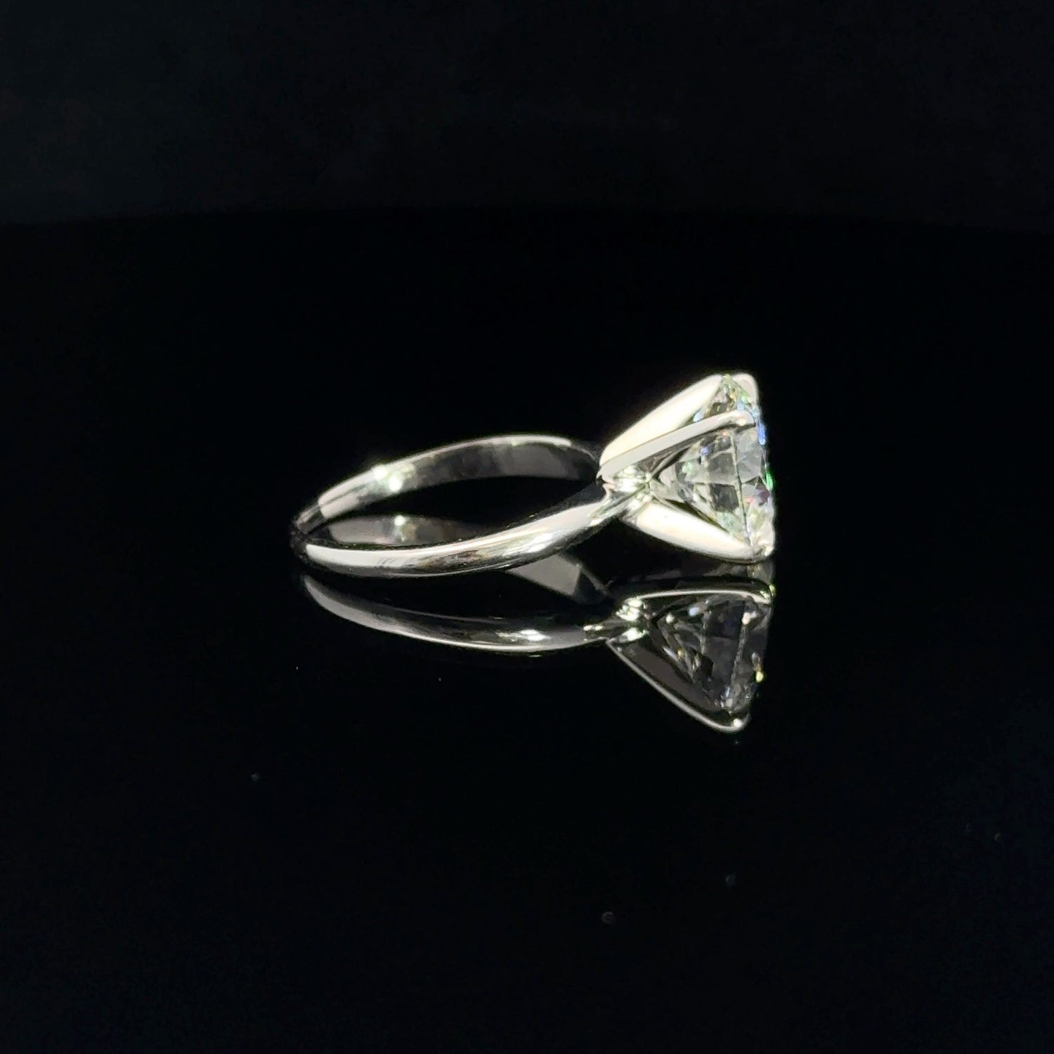 14K White Gold Round Brilliant Cut Lab Grown Diamond Solitaire Engagement Ring 3.52ct