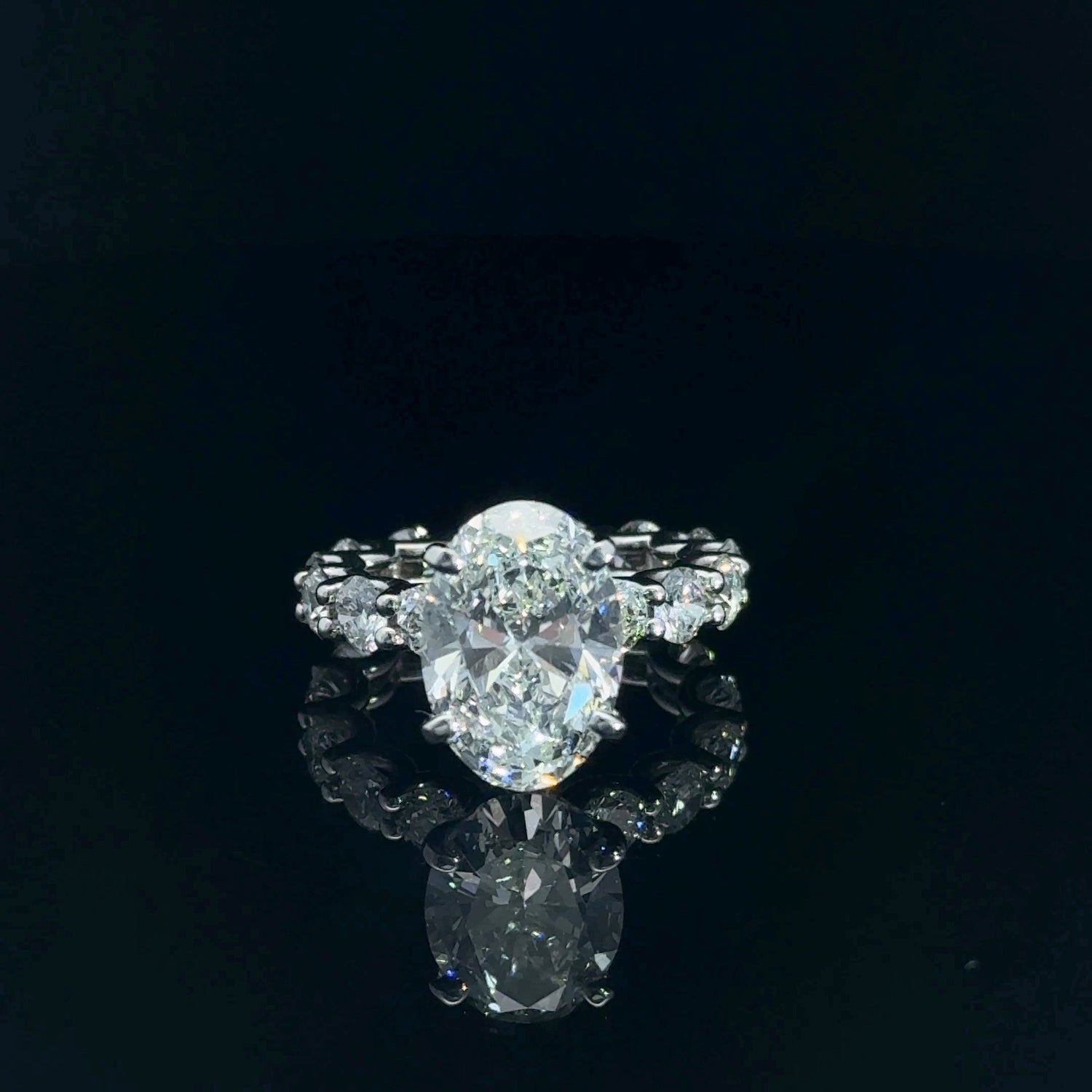14K White Gold 8.51 cttw Oval Shape Lab Grown Diamond Engagement Ring
