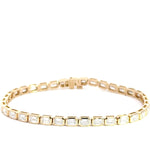 Pulsera de tenis de oro amarillo de 14 quilates con diamantes cultivados en laboratorio y talla esmeralda