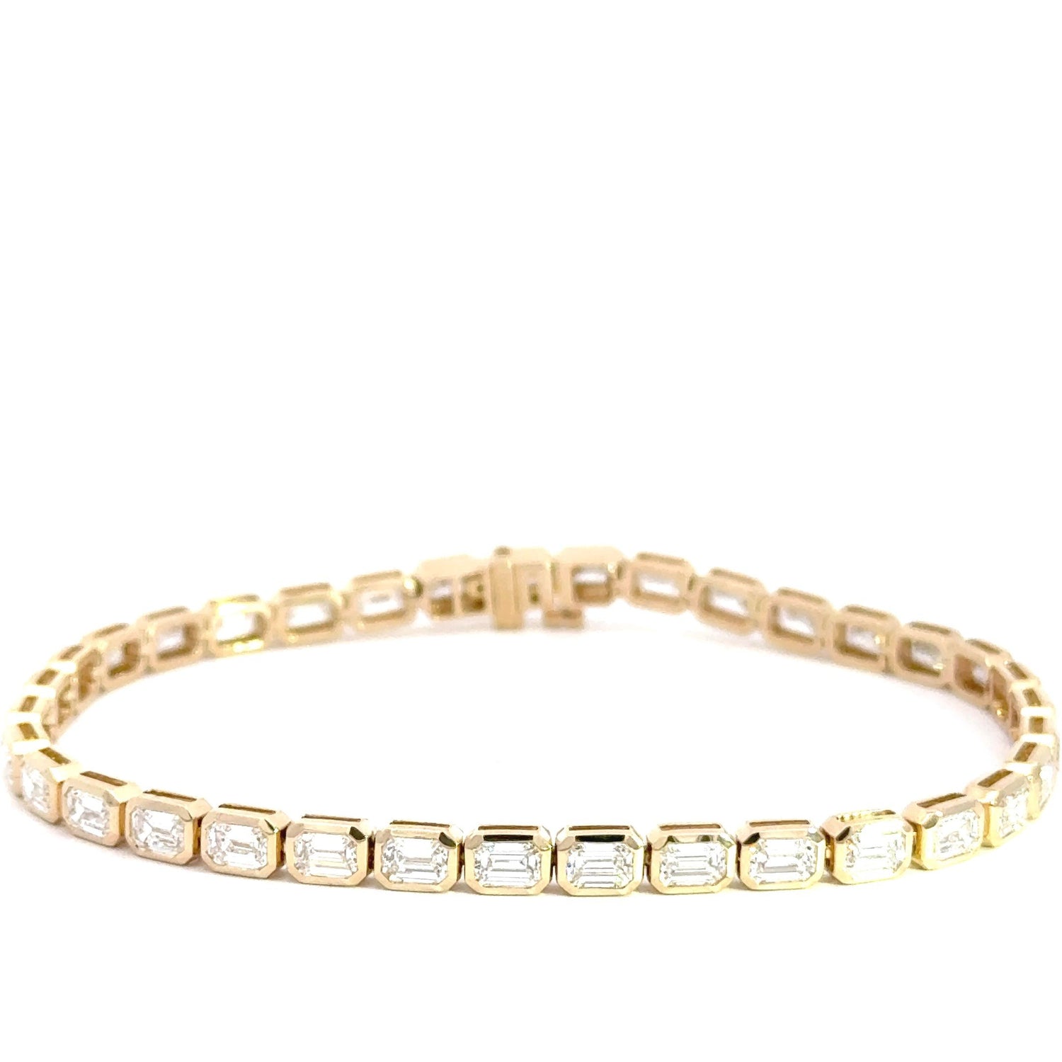 14K Yellow Gold 6.80 cttw Emerald Cut Lab Grown Diamond Tennis Bracelet