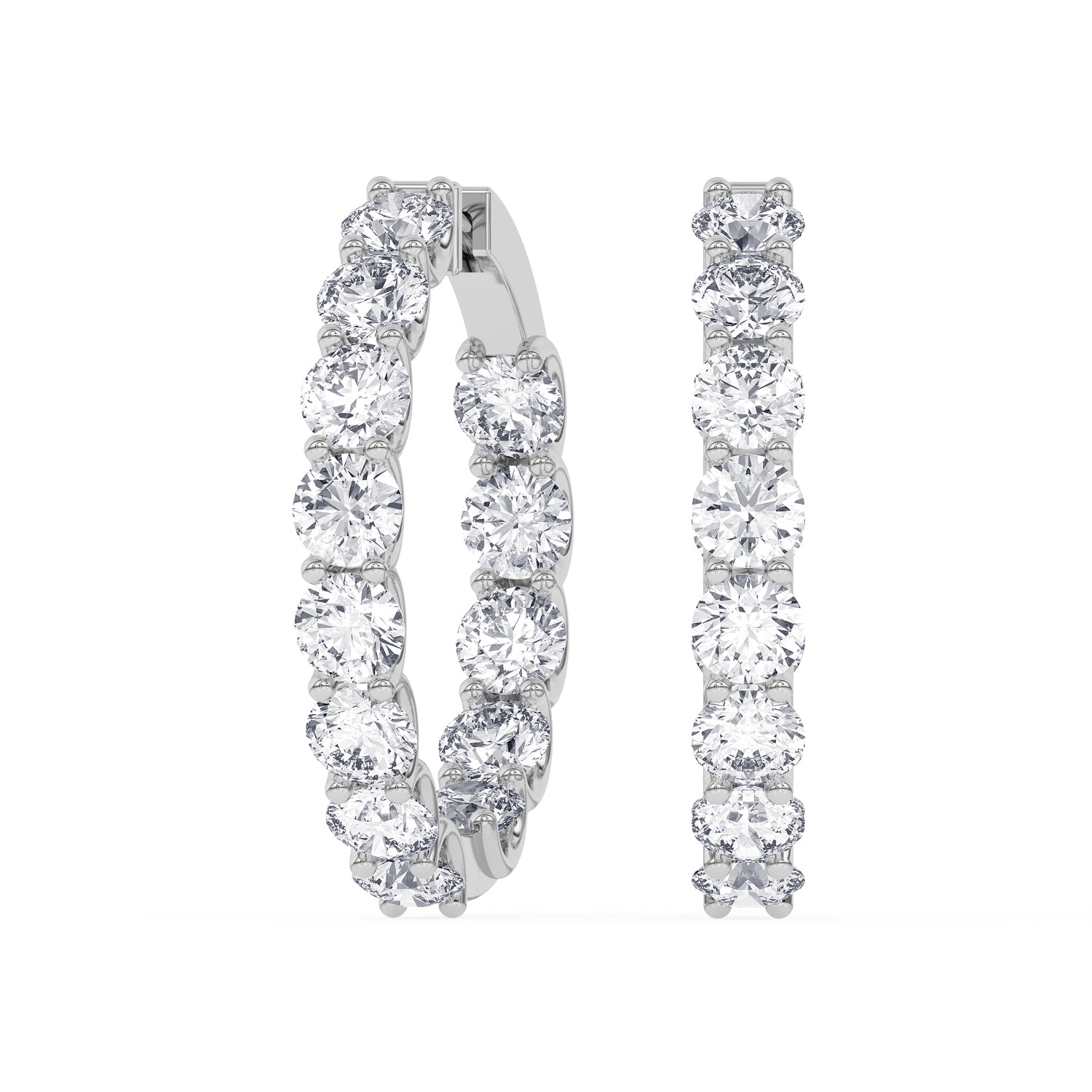 14K white Gold Hoops Earring 10.00 CTW