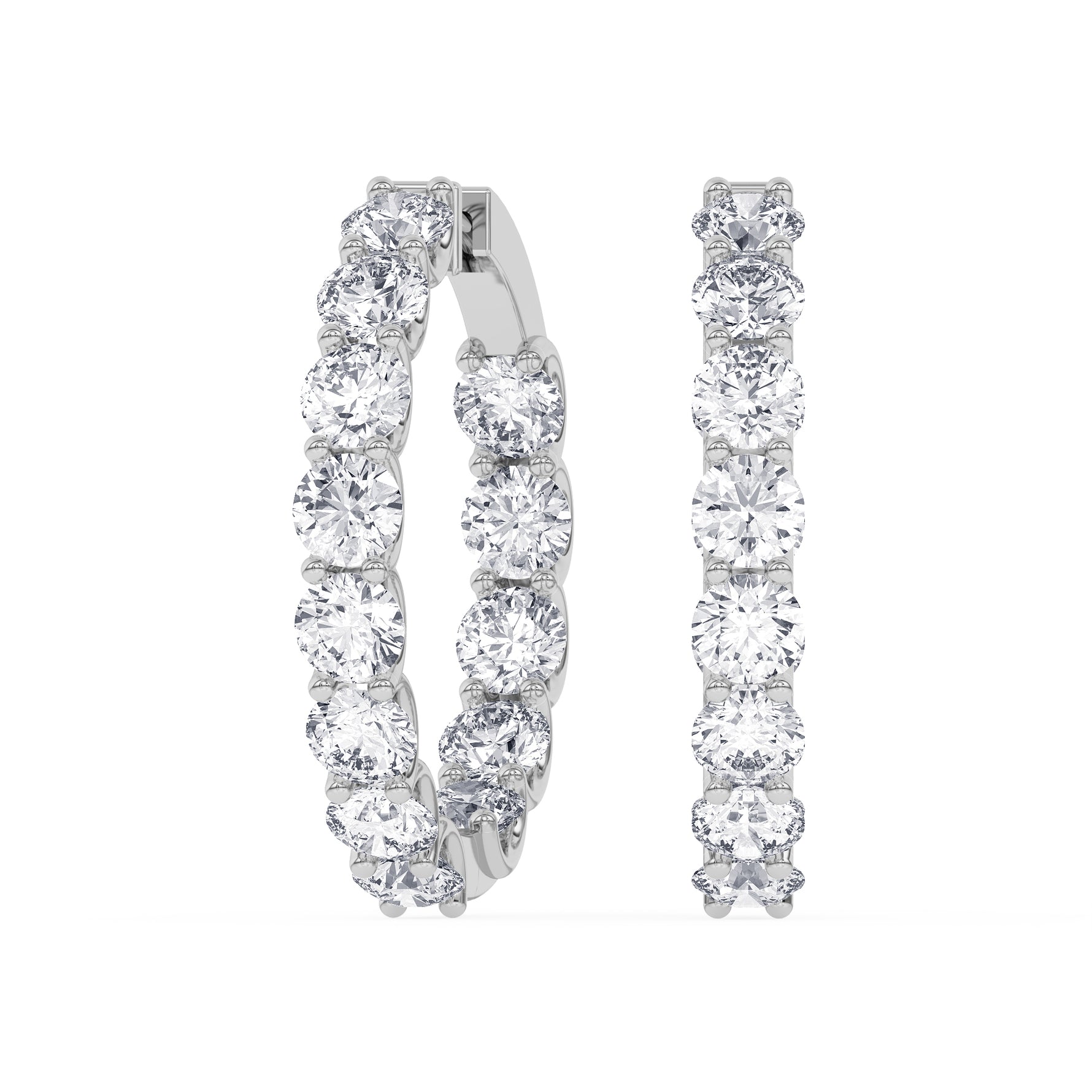 14K white Gold Hoops Earring 10.00 CTW