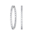 14K white Gold Hoops Earring 2.00 CTW