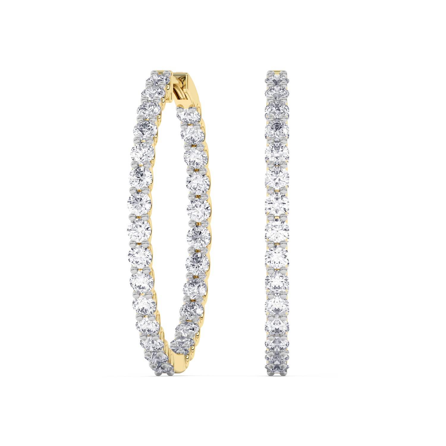 14K yellow Gold Hoops Earring 2.00 CTW