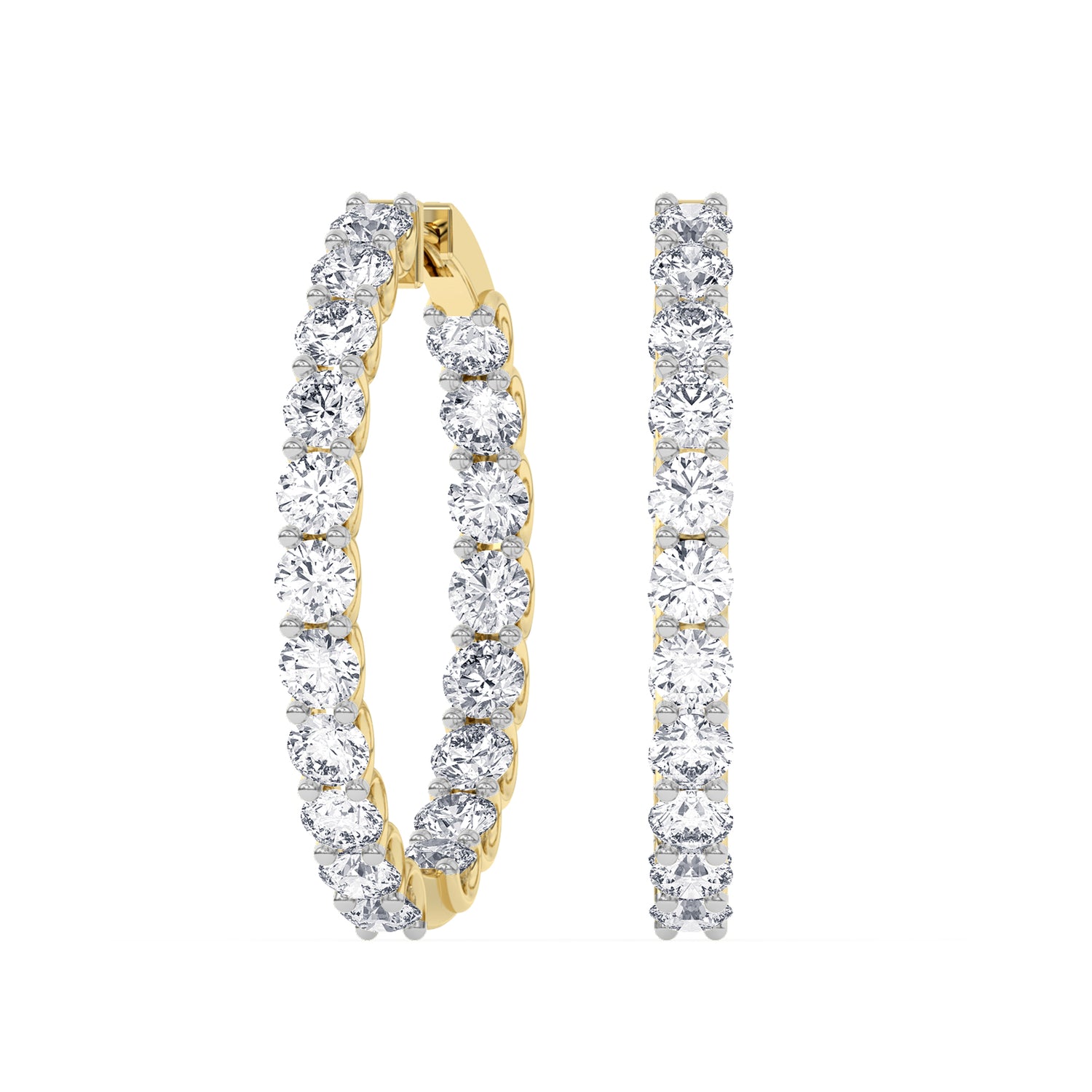 14K yellow Gold Hoops Earring 5.00 CTW