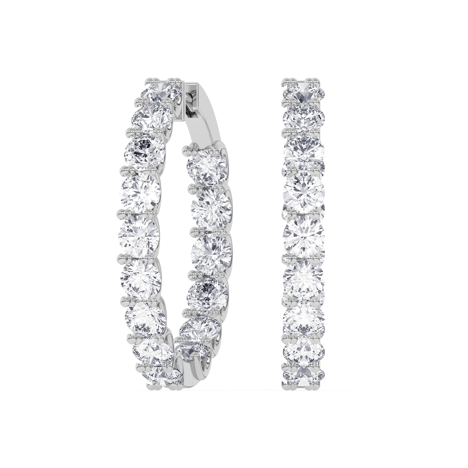 14K white Gold Hoops Earring 7.00 CTW
